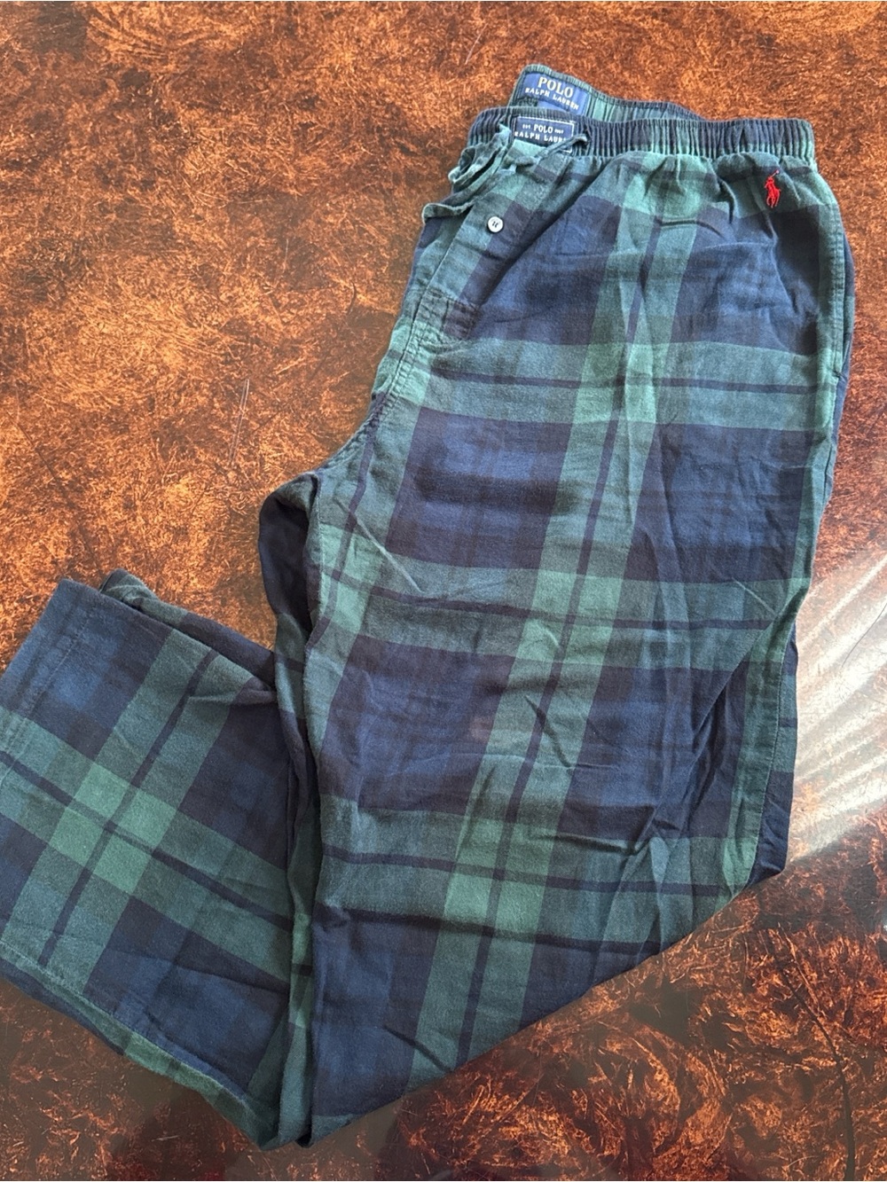 Polo by Ralph Lauren Navy & Green Plaid Men's Lounge Pants